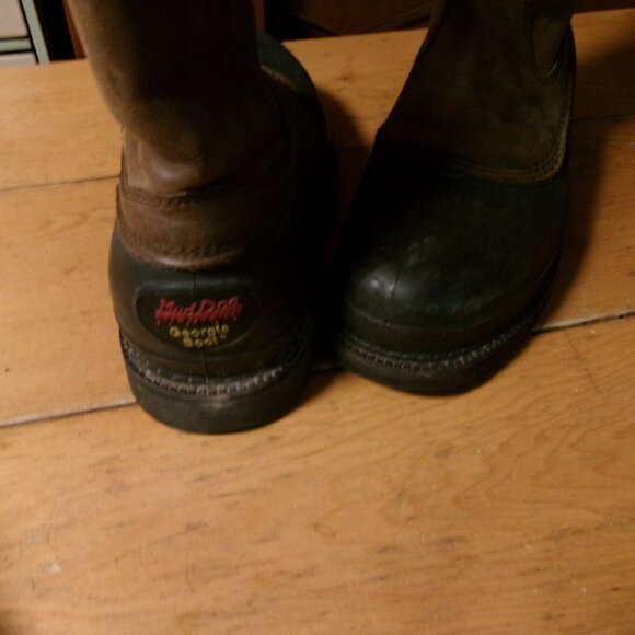 Mens Georgia MUD dogs Boots pull on leather work safety boots 11 vguc main image 5